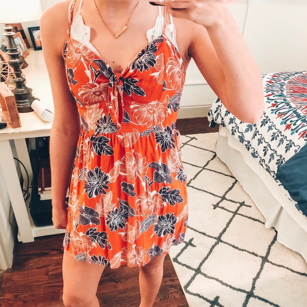 forever 21 orange floral dress or long top!